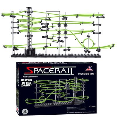 Level 3 Marble Roller Coaster Kit - 343 Pieces Marble Run Building Toy Luminous Version Steel Ball Roller Coaster Maze Game, STEM Toy Gift for Ages 14