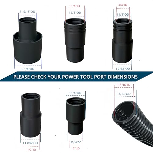 Image of 10 Foot Long Dust Collection Power Tool Hose Kit with 5 Fittings Universal for Multiple Tools & Vacuums