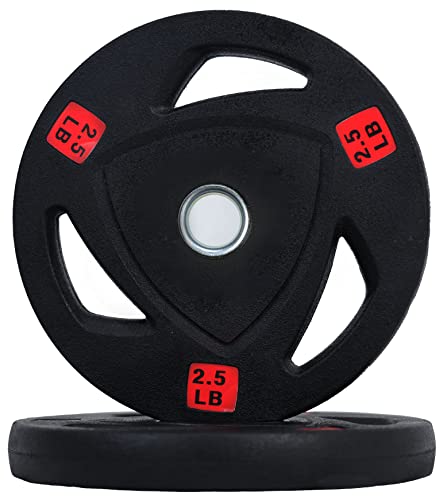 Signature Fitness Vinyl Coated Cast Iron Plate Weight Plate for Strength Training and Weightlifting, 1-Inch Center (Standard), 2.5LB (Set of 2) -  BalanceFrom, FW1IN-2.5P
