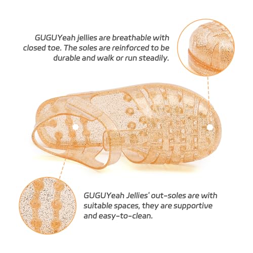 Image of GUGUYeah Jelly Sandals for Girls,Closed Toe Princess Costume Summer Dress Shoes Fisherman Gladiator Water Beach Flat Sandals for Toddler /Little Kid /Big Kid