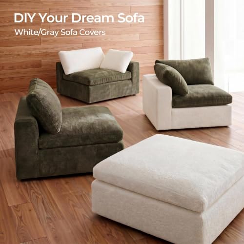 Image of Amsleekey 108 inch Cloud Sectional Couch with 2 Washable Cover Sets