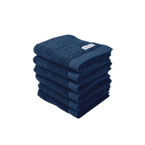 TOM TAILOR Gästehandtuch, 6er Set, 30 x 50 cm, 100% Baumwolle / Frottier, mit Aufhänger und Label mit Logo, COLOR BATH TOWEL Blau (Dark Navy)