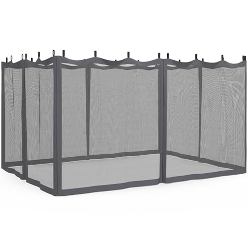 IDMarket - 4er-Set Moskitonetze für Pergola 3x4 grau mit Reißverschluss + Haken