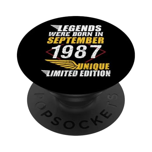 Cumpleaños Septiembre 1987 Edición Limitada Regalo Vintage PopSockets PopGrip Intercambiable