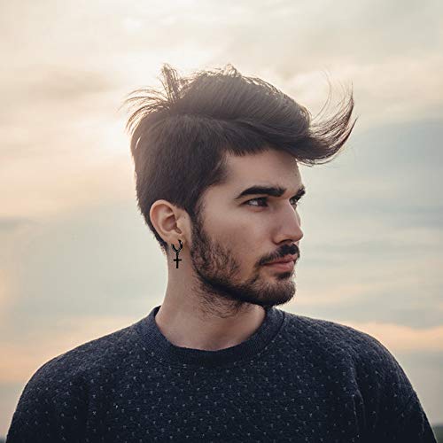 Sterling Silver Black Hanging Clip On Cross Hoop Earrings For Men Women (Black Cross Earrings) #TOP1