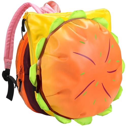 MaiQidd Mochila Cheeseburger divertida com vários compartimentos para hambúrguer, Amarelo, Large, Engraçado