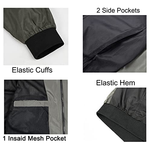 Myjajayi Mens Windbreaker Jacket Lightweight Water-Resistant Wind Breakers Hooded Jacket Green Black Xxl #TOP4
