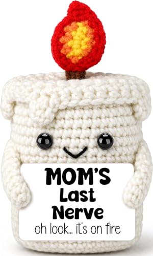 Gifts for Mom from Daughter Son, Cute Mothers Day Decorations for Moms, Personalized Birthday Thanksgiving Gifts for Mother Mama Mommy Stepmother - Handmade Crochet Mom's Last Nerve Candle