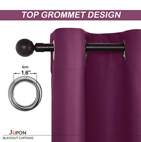 Image of JUPON Energy Saving Extra Wide Blackout Curtains for Bedroom with 3 Layers Weaving Technology, Set of 2 (54 x 108 inch - Violet)