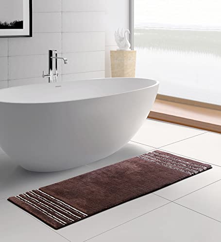 Image of Obsessions Ultra Soft Solid Bath Runner - Premium 1950 GSM Density, Anti-Skid Safety Backing & Superior Absorbency for Quick-Dry Comfort (60x150 cm, Chocolate)