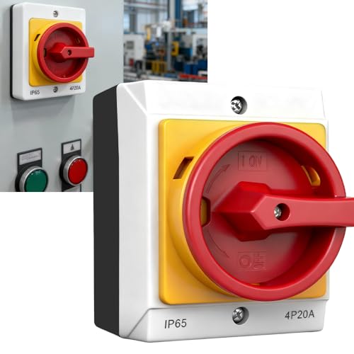 Wxeadu Hauptschalter 3 polig 16A, IP65 Drehschalter Ausschalter mit Kunststoffgehäuse, Lasttrennschalter für Verbinden Schalter und Trennen Kleinen Stromkreisen, Robuster Maschinenschalter 230V 440V