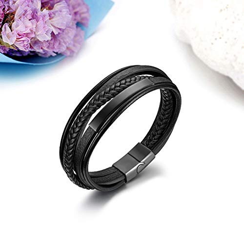 JewelryWe - Bracciale da uomo in pelle con