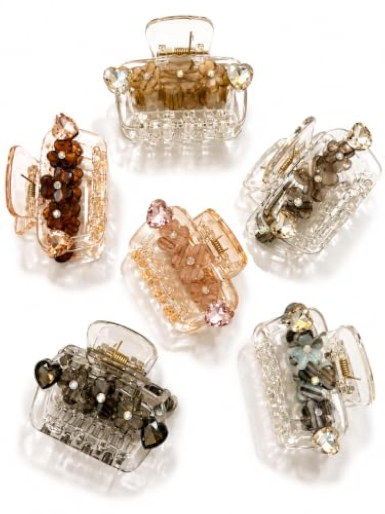 12 Pack Clear Flower Hair Claw Clips
