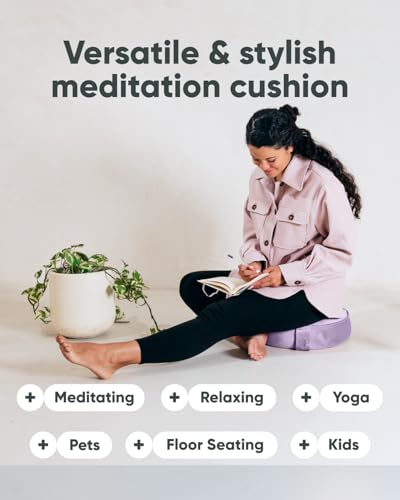 Mindful Modern Velvet Meditation Cushion | Luxe Zafu Yoga Floor Pillow Seat | Posture Support | Buckwheat Hull Filled | Large Round Cushion with Removable Washable Cover + Carry Handle - Image 6