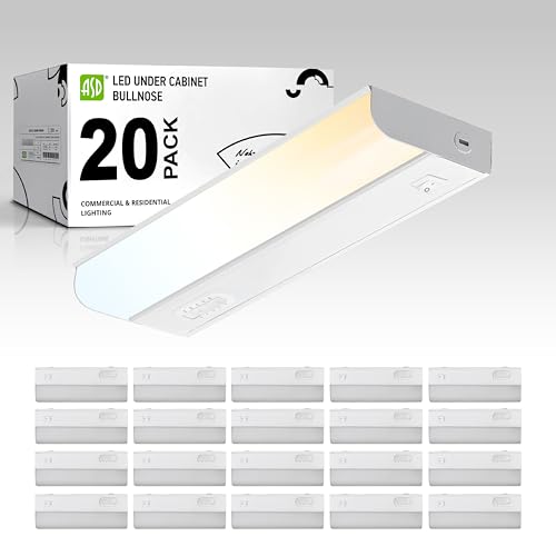 Image of ASD LED Under Cabinet Lighting Hardwired, 9 Inch 4W 2700K-5000K Selectable, 337LM, CRI90+, Direct Wire Linkable Under Counter Lights for Kitchen, Dimmable Under Cabinet Lights, White, UL, 20 Pack