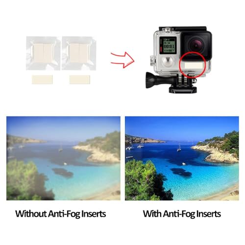 60pcs Anti Fog Inserts for Gopro Hero 12 11 10 9 8 7 6 5 4 3 Action Waterproof Case, for Xiaoyi SJCam Insta 360 Go DJI Osmo Camera, Underwater Recycle Drying Blur Defogger, Photography Accessories