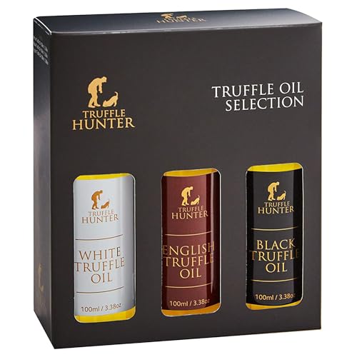 TruffleHunter Trüffelöl-Set mit englischen schwarzen und weißen Trüffeln Natives Olivenöl extra & Kaltgepresstes Rapsöl 100 ml x 3