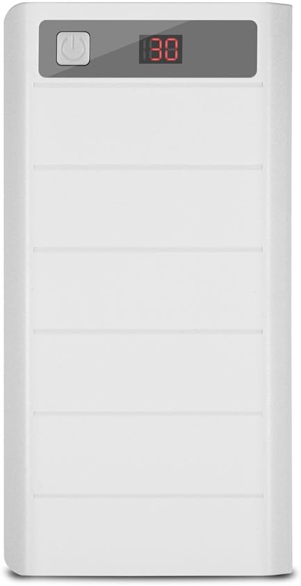 Portable Charger 20000mAh 8 x 18650 Batteries Power Bank Kit Case Shell Dual USB + Type-C + Micro USB Port for iPhone, and Other Devices(White)