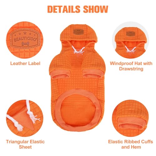 Image of BEAUTYZOO Dog Hoodies Sweater for Large Dogs,Waffle‑Like Laminated Pet Coat
