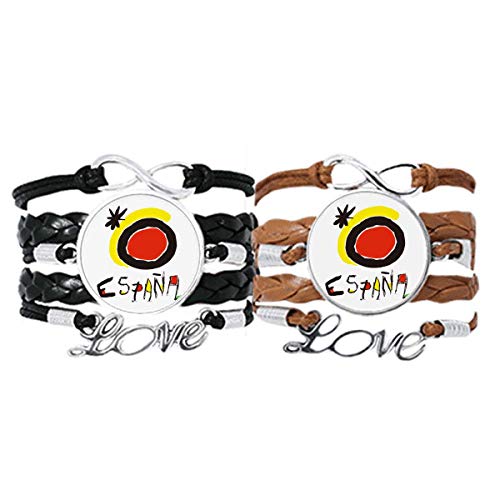 Bracelet couple cuir rouge jaune soleil espagnol par DIYthinker