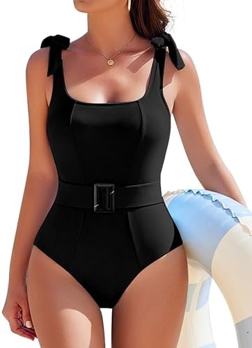 AI’MAGE Women’s One Piece Swimsuit 2025 Tummy Control Swimsuits Slimming Bathing Suits Belted Swim Suit Swimwear