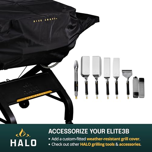 Image of HALO Elite3B Outdoor Griddle | 3 Burner, 6 Cooking Zones | Large Surface with Warming Rack | 564 sq. in. (28.19″ x 20″) Wind-Proof Cooking Surface | Propane and Natural Gas Grill | HZ-1002-XNA