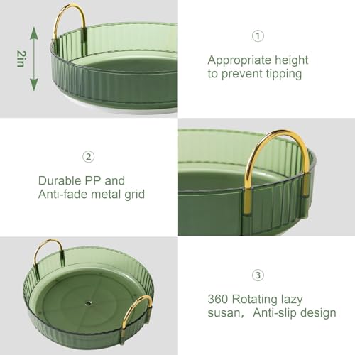 Image of Xmart India 360 Rotating Makeup Organizer - Transparent Cosmetic & Skincare Storage Rack for Dressing Table Lipstick, Perfume, Beauty Accessories & Bathroom Counter Organizer (3 Layer, Green)