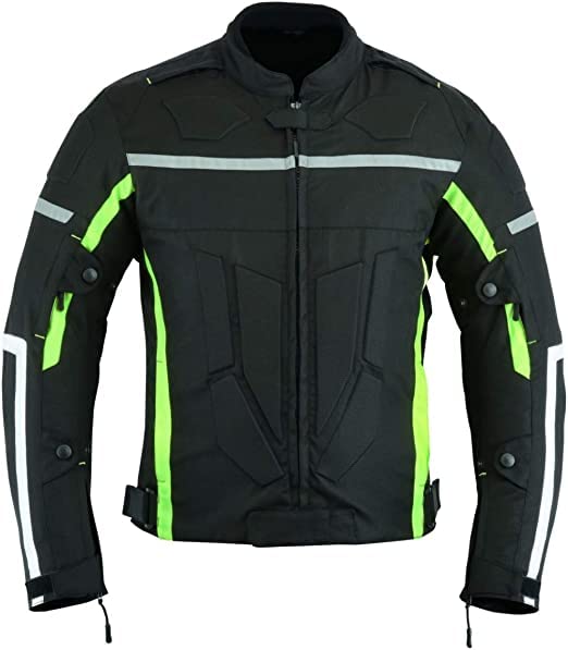 JACKET4U Chaqueta de motocicleta para hombre con protecciones Cordura, impermeable, CJ-9484, Negro, L