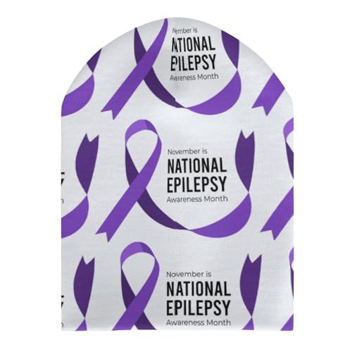 Epilepsy Awareness Month Purple Ribbon Kids Beanie Hat for for Girls Boys Children Cap Winter Knitted Chemo Cancer Headwear Accessories Gifts Decoration3