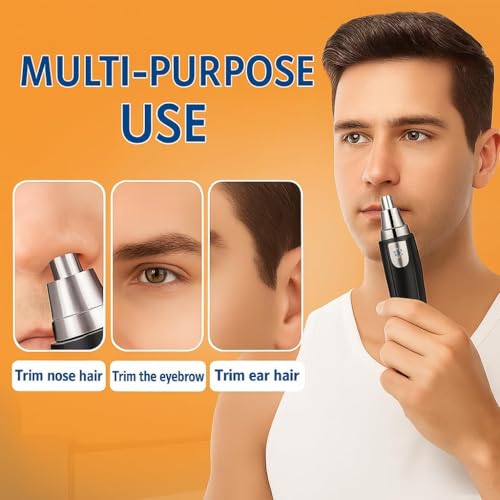 Image of VIFERA 3-in-1 Nose, Ear & Eyebrow Hair Trimmer for Men & Women - Waterproof, Painless Facial Hair Remover with Dual-Edge Blades - Compact, Battery-Operated Grooming Tool (Black) (AA BATTERY INCLUDED)