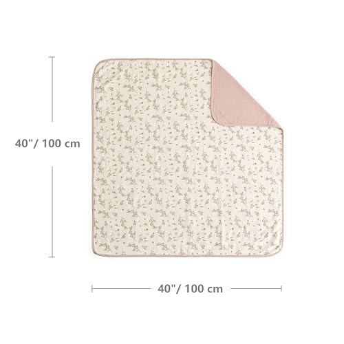 Image of CREVENT 100% Organic Cotton Muslin Baby Blanket for Newborns, Essential for Baby Shower, Birthday Gift - Flower 100 x 100 cm