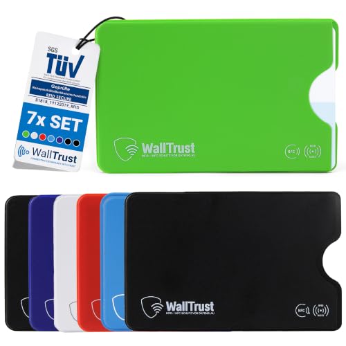 WallTrust RFID NFC Blocker Hartplastik Schutzhülle - 7 Stück - Kartenschutzhülle für Kreditkarten Ausweis - Mix - Sicherheit gegen Datenklau Kartenhülle und EC Karten Bankkarten