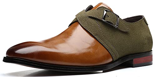 Santimon Mens Monk Strap Loafers Easy Slip-On Leather Dress Comfort Lightweight Driving Formal Business Classic Casual Shoes2
