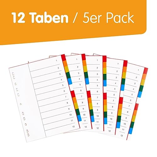 perfect line Plastic File dividers A4, Folder dividers for Lever Arch Files 12-piece, Set of 5, PP Synthetic, Made in Germany - Image 3