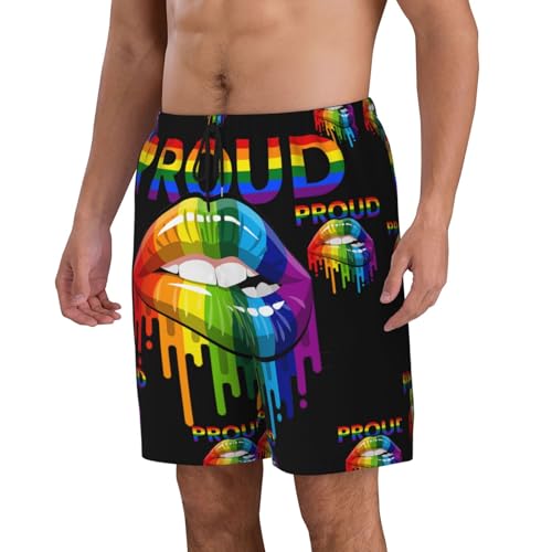 LGBT Pride Lips Black Men's Beach Shorts Summer Swim Trunks Quick Dry Casual Swim Beach Shorts2