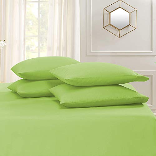 Image of YRM Bedding's Sage Green 600-TC Oraganic Cotton 4 Pcs King Size Bedsheet Fitted (72 inchx78 inch), Flat (102 inchx108 inch) and Pillow Cover (18 inchx28 inch) Feet for 4 inch and 8 inch Inch Mattress