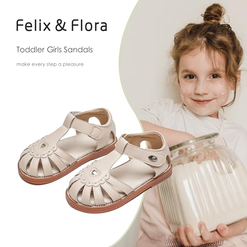 Image of Felix & Flora Toddler Girls Sandals Flower Girl Shoes Soft Rubber Princess Flat Shoes