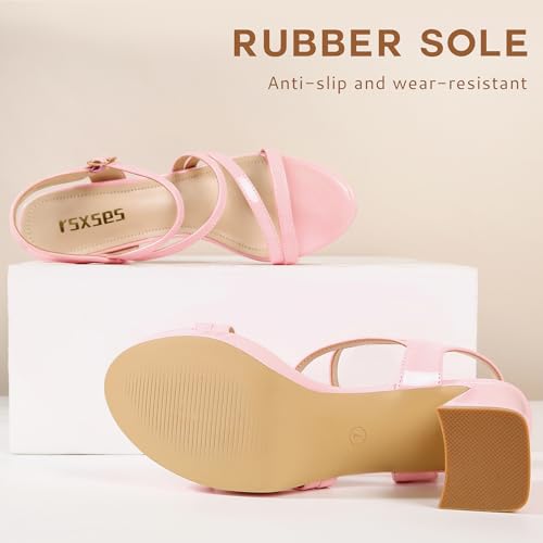 rsxses Platform Chunky Heels for Women Ankle Strap Heels Strappy Sandals with Open Toe Wedding Prom Bridal Women Dress Shoes3