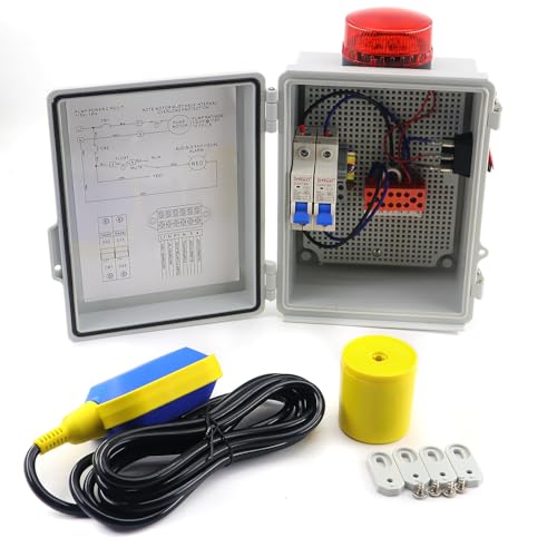 Sump Pump Alarm High Water Alarm for Septic Sump Pump Pond Water Tank Features a Bright Flashing Light and 110 db Alarm Can Be Externally Connected to The Submersible Pump