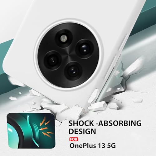 Image of LIRAMARK Liquid Silicone Soft Back Cover Case for OnePlus 13R 5G| Soft Micro-Fibre Lining Inside | Camera Protection Bump (White)