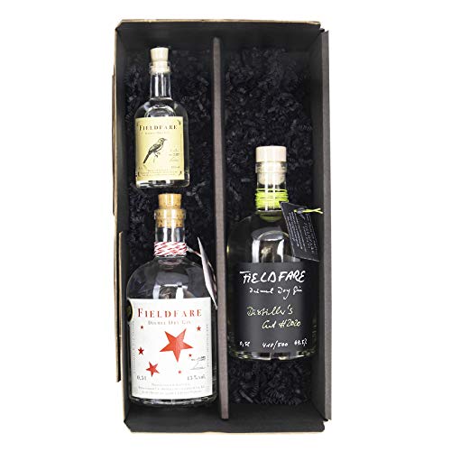 Reichelts I Feinste Geschenke in Präsentbox/Fieldfare Gin Weihnachts-Edition 2020 0,5l + Distiller's Cut 2020 0,5 l (Limitiert auf 500 Stück) + Fieldfare Diemel Dry Gin – Classic Edition 0,1 l