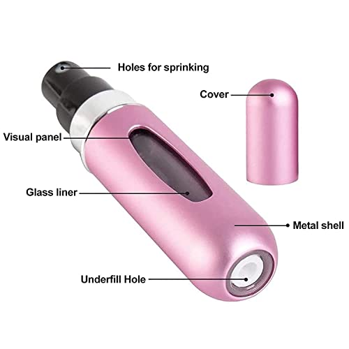 Mini frascos de perfume recarregáveis portáteis de 6 peças, pulverizador de perfume recarregável, es