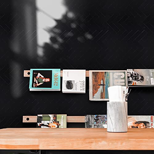 Miscasa 12-Sheet Kitchen Backsplash Peel And Stick Tile, Black Herringbone Aluminum Composite Panel Stick On Wall Tiles, 14.64 Sq.ft #TOP5