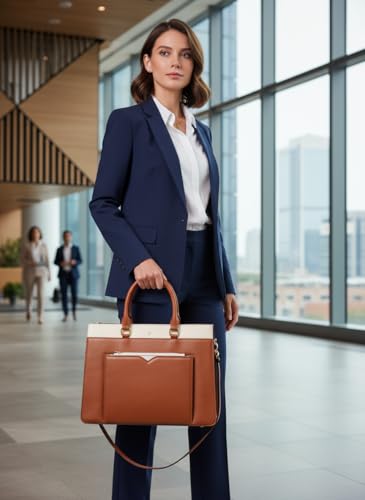 Image of HORRA 13 Inch Laptop Bag For Women Office use with Padded Laptop Compartment and Extra Pouch | Laptop Tote Handbag for Work| For College| Vegan Leather Handbag | Daily & Travel Use