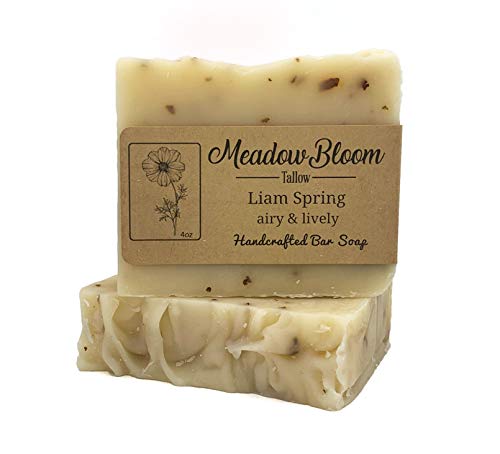 HUNTER CATTLE CO. EST'D 2004 HC Meadow Bloom Tallow Bar Soap - Rosemary & Spearmint 2 Pack - Made with All Natural 100% Grass Fed Tallow Handmade Soap Bar - Great for Face or Body Soap