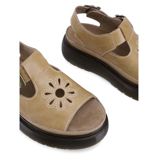 Image of Platform Sandals for Women Chunky Ankle Buckle Casual Open Toe Comfortable Flower Decoration Fisherman Sandals