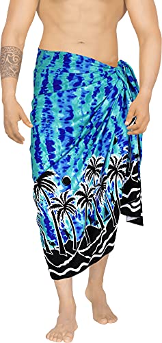 LA LEELA Men s Full Swimsuit Cover Ups Beach Sarongs Plus Size One Size Blue_Q11