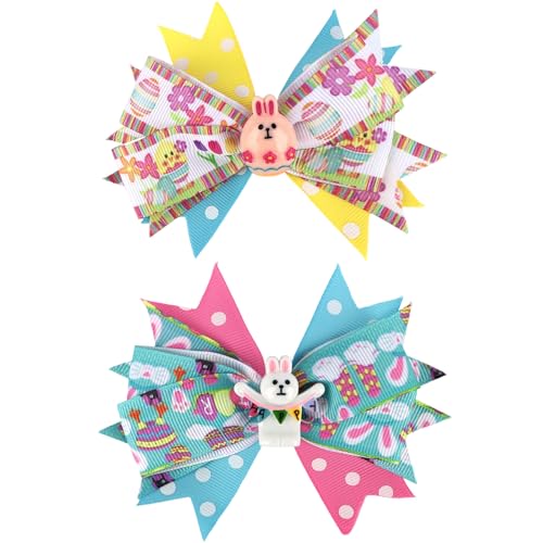 Pinzas para el cabello con moño colorido para niñas miniatura 1