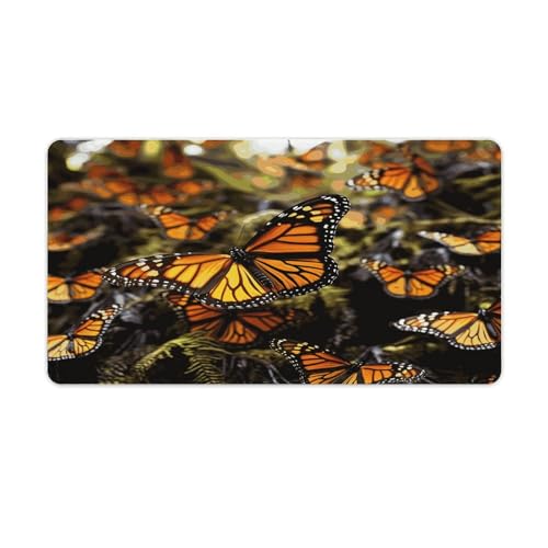 Sous-main de bureau imperméable grand tapis de souris motif papillons oranges