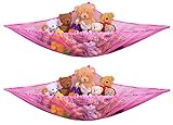Handy Laundry Jumbo Toy Hammock, Pink, Organize Stuffed Animals & Children's Toys, Great Decor while Neatly Organizing Kid's Toys and Stuffed Animals, Expands to 5.5 feet, (2-Pack)